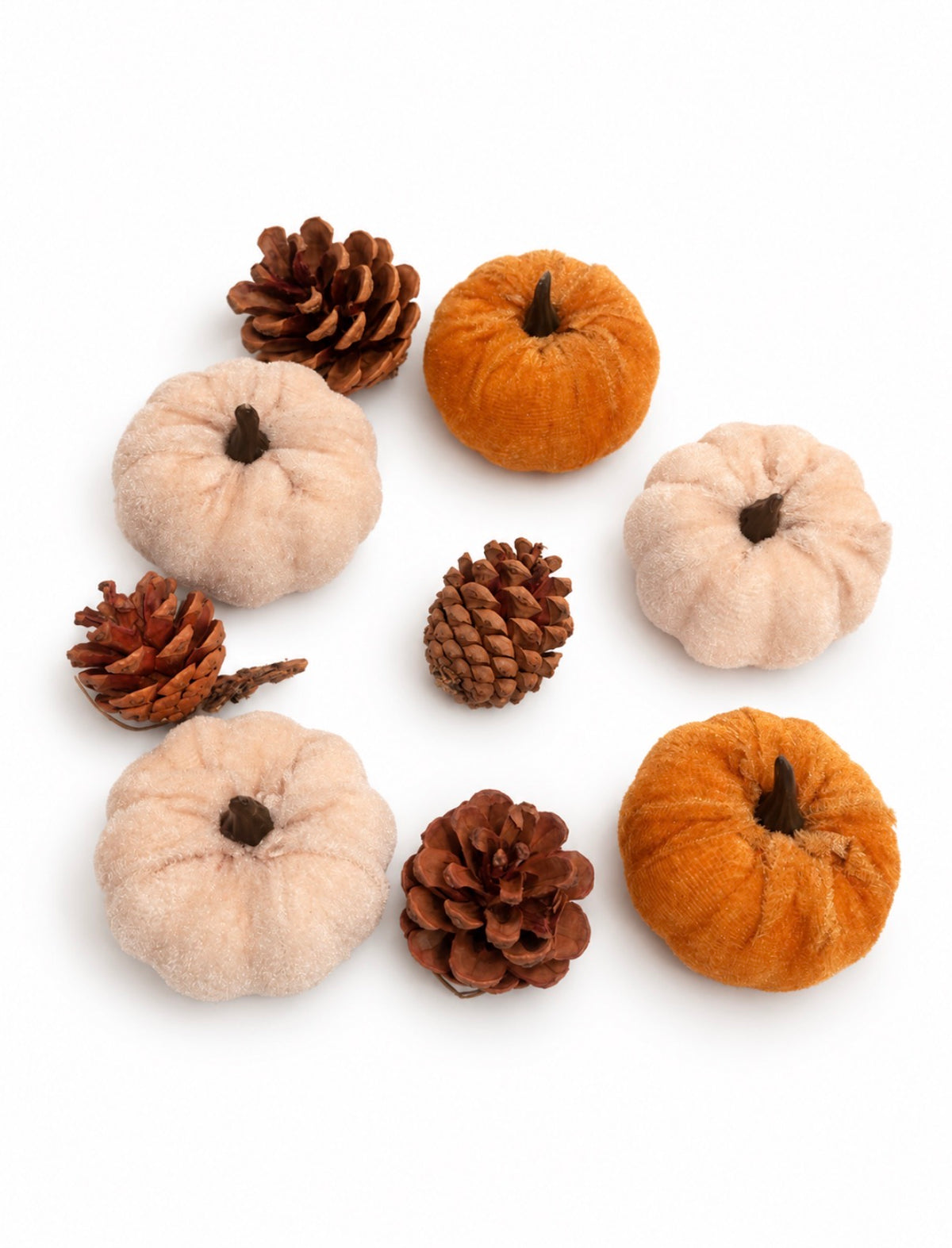 Autumn Velvet Pumpkin &amp; Pinecone Set