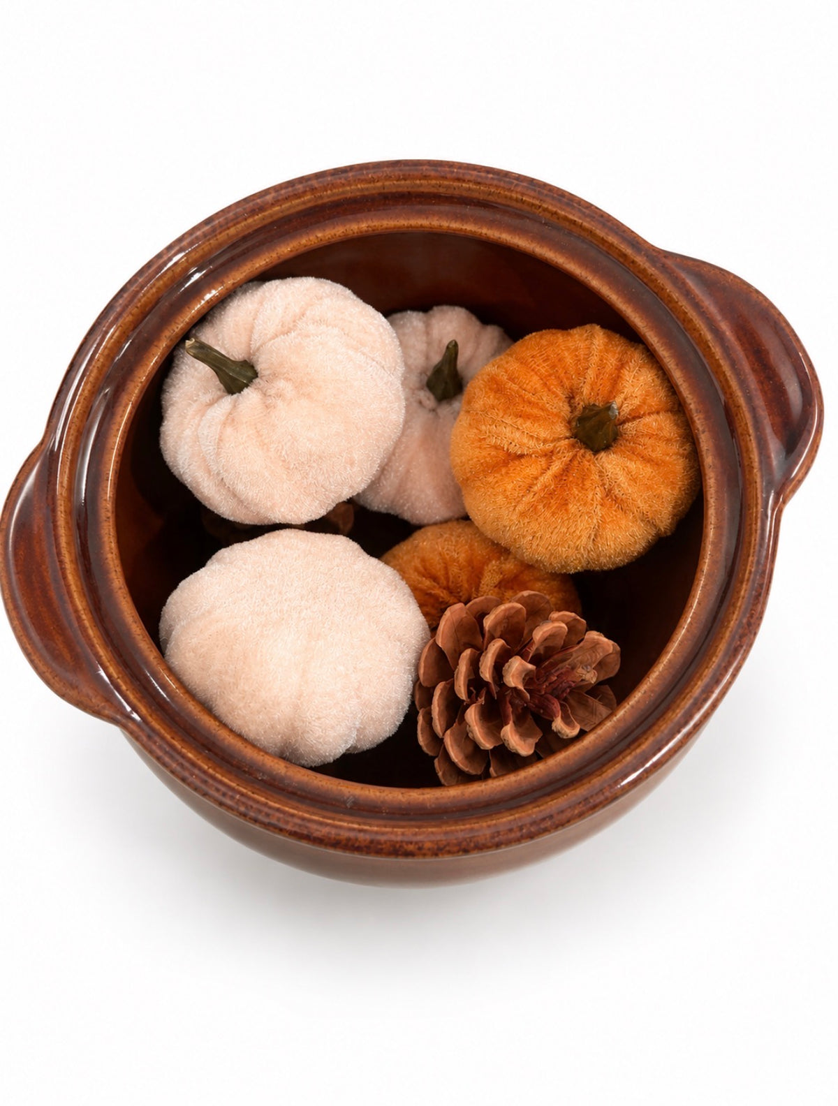 Autumn Velvet Pumpkin &amp; Pinecone Set