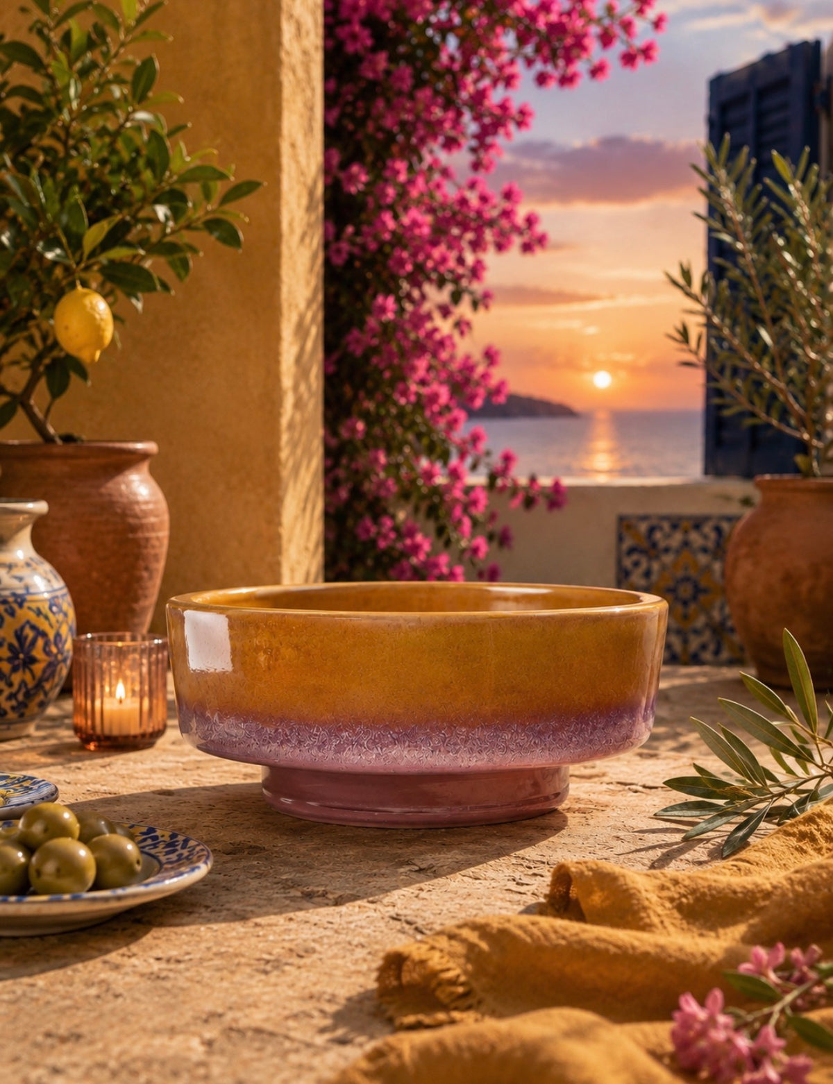 Mediterra Schaal - Amber/Blossom